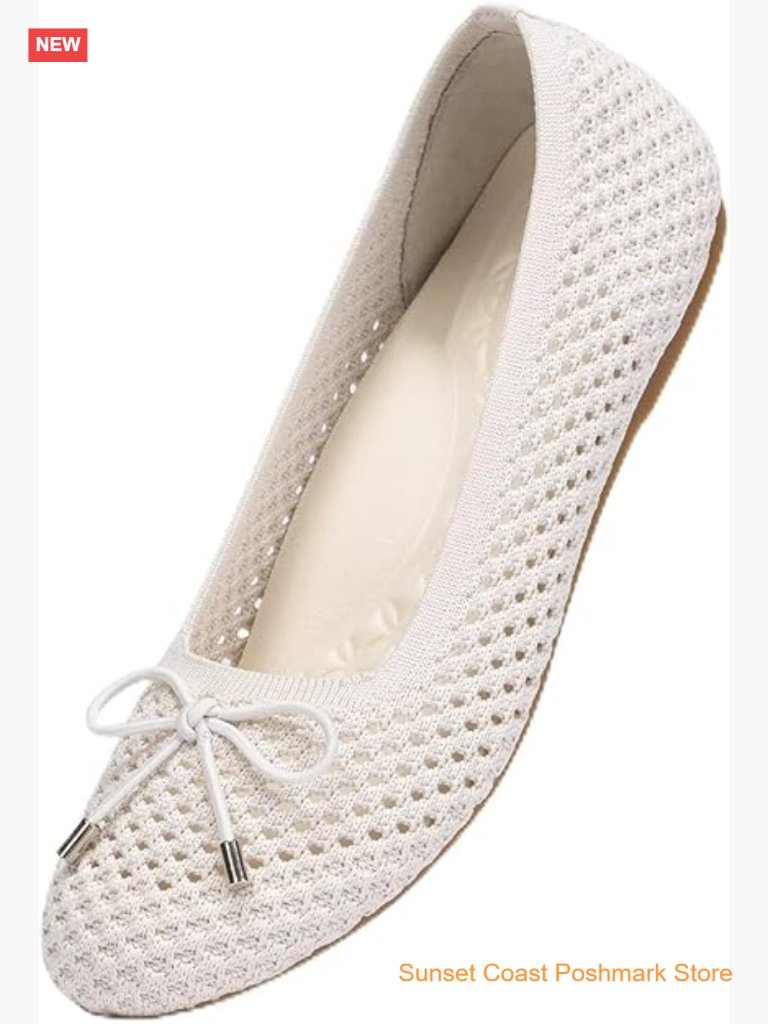 Women's Mesh Flats Round Toe Foldable Dressy Shoes With Bow-Knot Cute Ballet